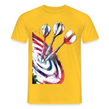 Darts Sports Art #darts #sport - Men's T-Shirt - yellow - Front - AI Model Male 178 dark (178cm)