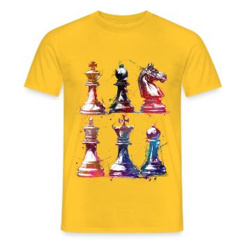 Chess sport art #chess #sport - Men's T-Shirt - yellow - Front - AI Model Male 178 dark (178cm)