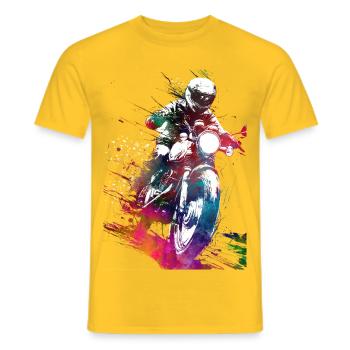 Motor Racing Sports Art #motor #sport - Men's T-Shirt - yellow - Front - AI Model Male 178 dark (178cm)