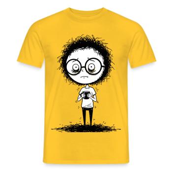 Schüchterner Gamer mit Brille, ausdrucksstarkes Gesicht - Männer T-Shirt - Gelb - Vorne - AI Model Male 178 dark (178cm)