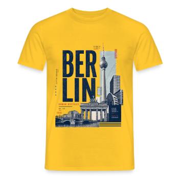 Berlin Skyline Collection - T-shirt homme - jaune - Devant - AI Model Male 178 dark (178cm)