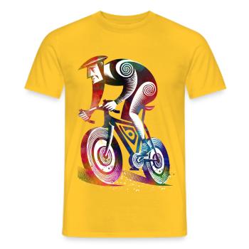 Cycliste coloré dans le tourbillon - T-shirt homme - jaune - Devant - AI Model Male 178 dark (178cm)
