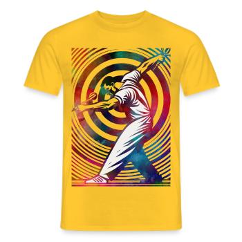 Golfer in einem bunten Strudel - Männer T-Shirt - Gelb - Vorne - AI Model Male 178 dark (178cm)