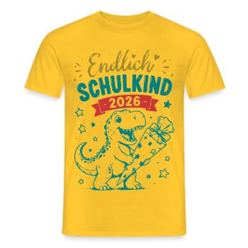 Endlich Schulkind 2026 Dino - Männer T-Shirt - Gelb - Vorne - AI Model Male 178 dark (178cm)