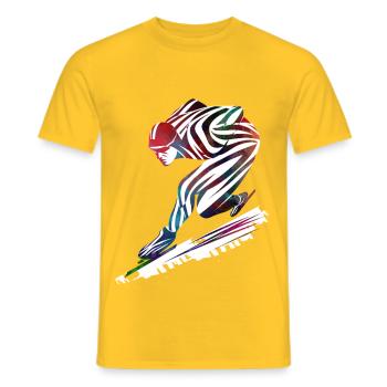 Sport speed skating - Men's T-Shirt - yellow - Front - AI Model Male 178 dark (178cm)