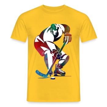 Hockey Sport Art - Men's T-Shirt - yellow - Front - AI Model Male 178 dark (178cm)