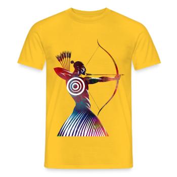 Colorful Shield Archer - Men's T-Shirt - yellow - Front - AI Model Male 178 dark (178cm)
