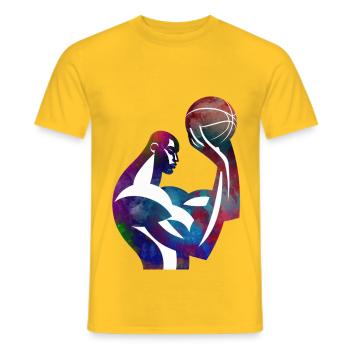 Joueur de basket dans une abstraction colorée - T-shirt homme - jaune - Devant - AI Model Male 178 dark (178cm)