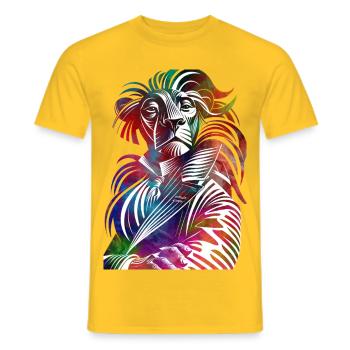 The Lion's Symphony of Colors - Men's T-Shirt - yellow - Front - AI Model Male 178 dark (178cm)