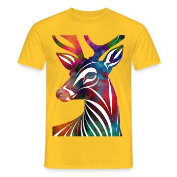 Colorful abstract deer - Men's T-Shirt - yellow - Front - AI Model Male 178 dark (178cm)