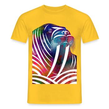 Colorful Walrus in Watercolor Lines - Men's T-Shirt - yellow - Front - AI Model Male 178 dark (178cm)