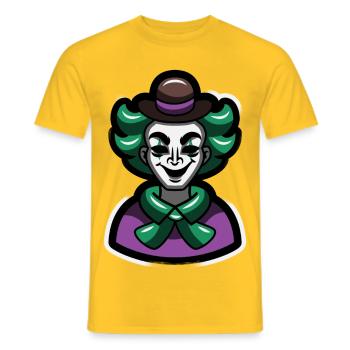 Portrait de dessin animé du Mime Clown Vert - T-shirt homme - jaune - Devant - AI Model Male 178 dark (178cm)