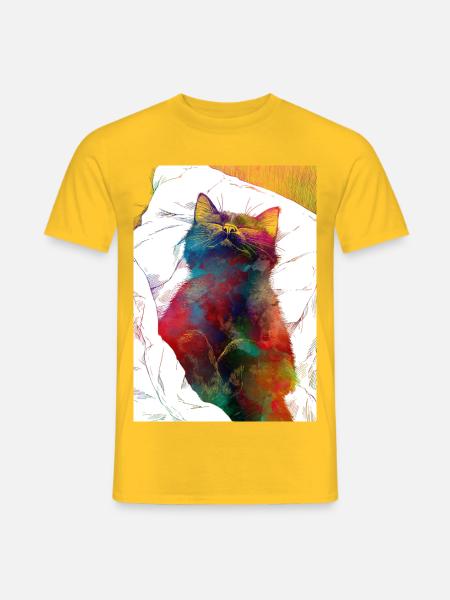 Schlafende Katze - Männer T-Shirt - Gelb
