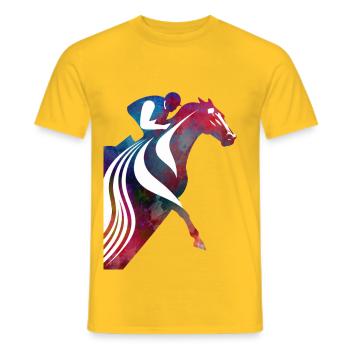 Buntes Pferd mit Reiter - Männer T-Shirt - Gelb - Vorne - AI Model Male 178 dark (178cm)