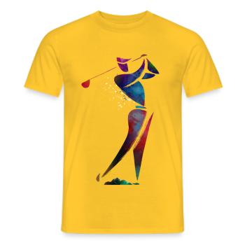 Farbenfroher Golfer in Bewegung - Männer T-Shirt - Gelb - Vorne - AI Model Male 178 dark (178cm)
