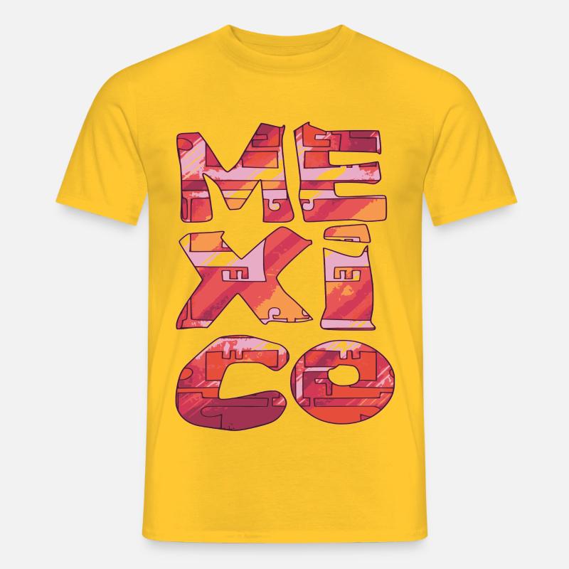 Mexico Brick Pattern Letters - Men’s T-shirt - yellow