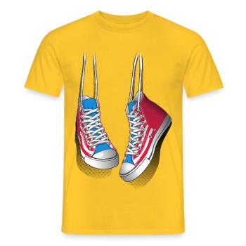 Baskets et lacets - T-shirt homme - jaune - Devant - AI Model Male 178 dark (178cm)