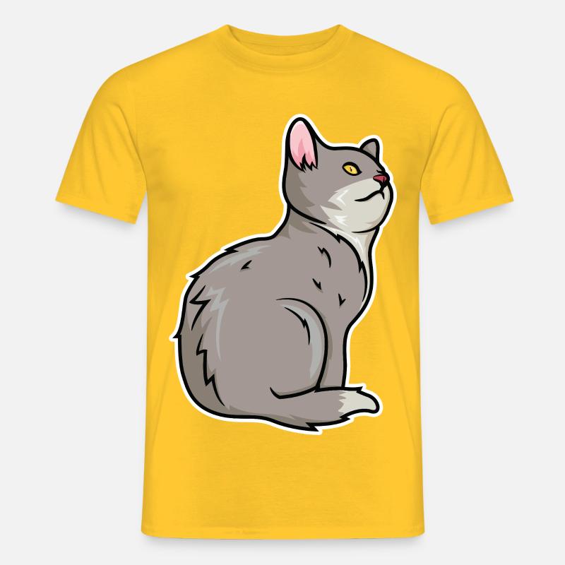 Kat Tegning - Mænd T-shirt - gul