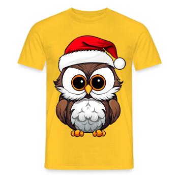 Eulen Weihnachten - Männer T-Shirt - Gelb - Vorne - AI Model Male 178 dark (178cm)