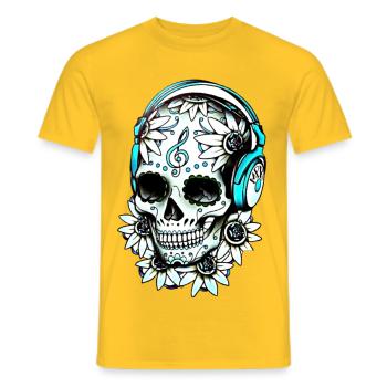 Musik Skull - Männer T-Shirt - Gelb - Vorne - AI Model Male 178 dark (178cm)