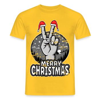 Frohe Weihnachten Peace Sign Design - Männer T-Shirt - Gelb - Vorne - AI Model Male 178 dark (178cm)