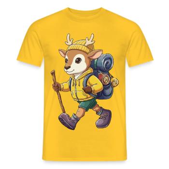 Süßes Reh Wandern Camping Abenteuer Rucksacktourist - Männer T-Shirt - Gelb - Vorne - AI Model Male 178 dark (178cm)
