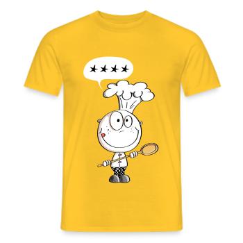 Lustiger Sternekoch - Koch Strichmännchen Comic - Männer T-Shirt - Gelb - Vorne - AI Model Male 178 dark (178cm)