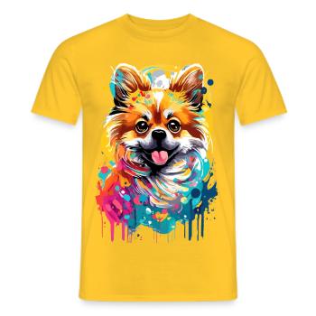 Deutscher Spitz - Zwergspitz Pomeranian Hund - Männer T-Shirt - Gelb - Vorne - AI Model Male 178 dark (178cm)