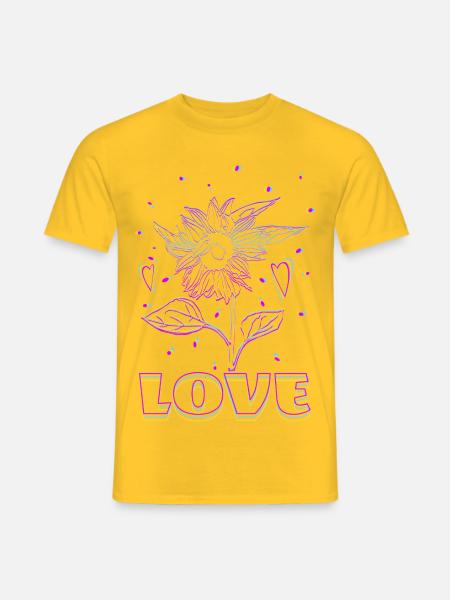Neon Sonnenblume Love - Männer T-Shirt - Gelb