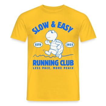 Slow & Easy – Schildkröte im Running Club - Männer T-Shirt - Gelb - Vorne - AI Model Male 178 dark (178cm)