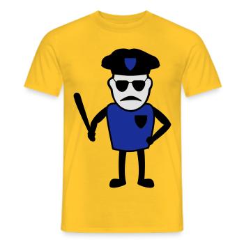 Policeman avec matraque - T-shirt homme - jaune - Devant - AI Model Male 178 dark (178cm)