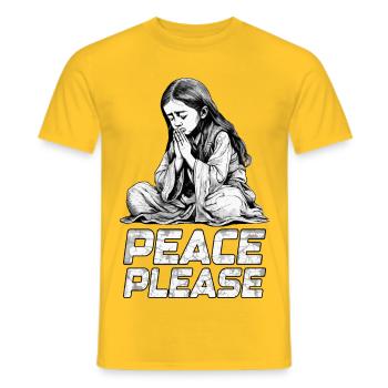 Peace Please - Beten für Frieden - Männer T-Shirt - Gelb - Vorne - AI Model Male 178 dark (178cm)