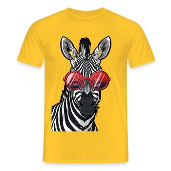 Zèbre branché avec lunettes de soleil - T-shirt homme - jaune - Devant - AI Model Male 178 dark (178cm)