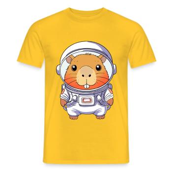Capybara Astronaut - Men's T-Shirt - yellow - Front - AI Model Male 178 dark (178cm)
