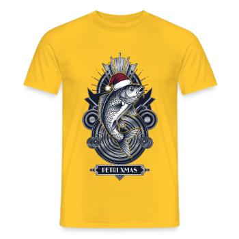 Angler Christmas Petri Xmas Carp - Men's T-Shirt - yellow - Front - AI Model Male 178 dark (178cm)