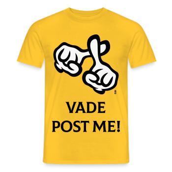 Vade Post Me! (Cross / Bible / Religion / 2C) - Men's T-Shirt - yellow - Front - AI Model Male 178 dark (178cm)