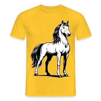 Pferd_stehend_Schwarz-White - T-shirt homme - jaune - Devant - AI Model Male 178 dark (178cm)