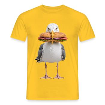 Herrgull-with-Fish Rolls - Men's T-Shirt - yellow - Front - AI Model Male 178 dark (178cm)