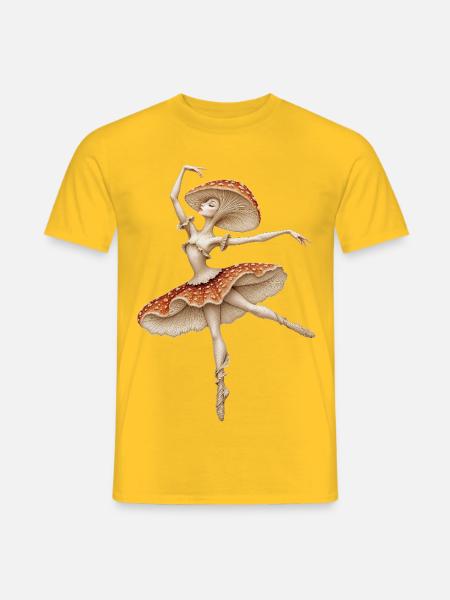 Das Pilz-Ballerina-Tee - Männer T-Shirt - Gelb