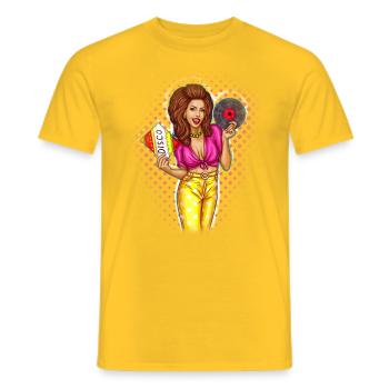 Pin up fille. Musique. idée cadeau - T-shirt homme - jaune - Devant - AI Model Male 178 dark (178cm)