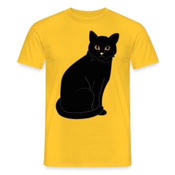 Schwarze Katze - Männer T-Shirt - Gelb - Vorne - AI Model Male 178 dark (178cm)