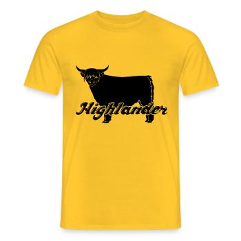 Highlander highland cattle cow cow farmer black - Men's T-Shirt - yellow - Front - AI Model Male 178 dark (178cm)