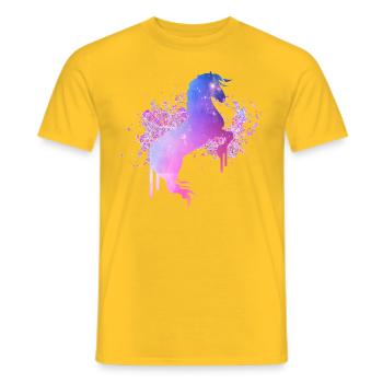 Rosa Pferd Farbfleck - Männer T-Shirt - Gelb - Vorne - AI Model Male 178 dark (178cm)