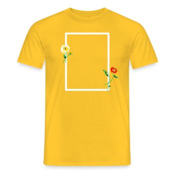 Cadre blanc à décor floral - T-shirt homme - jaune - Devant - AI Model Male 178 dark (178cm)