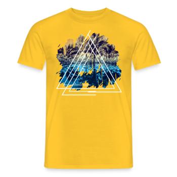 Vacation landscape triangular shape gift - Men's T-Shirt - yellow - Front - AI Model Male 178 dark (178cm)