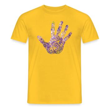 Main de lavande avec cadeau de motif de fleur - T-shirt homme - jaune - Devant - AI Model Male 178 dark (178cm)