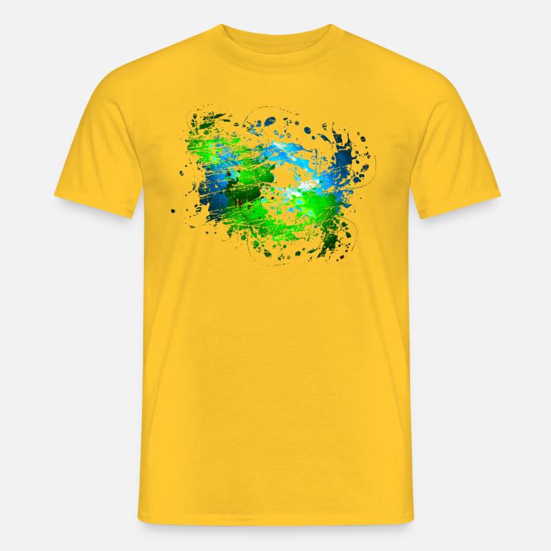 Grün Blauer Farbfleck Deko Dein Text - Männer T-Shirt - Gelb
