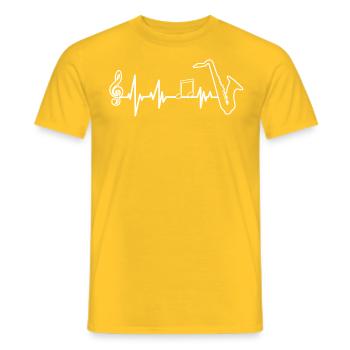 Saxophone ECG Saxophone Heart Line Player - Men's T-Shirt - yellow - Front - AI Model Male 178 dark (178cm)