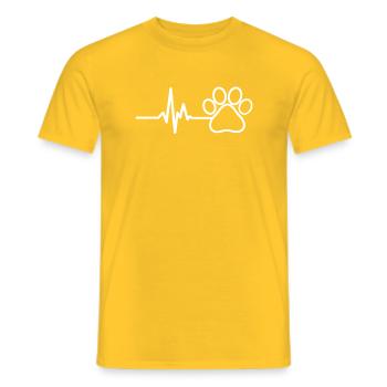 EKG Hundepfote Hund Herzlinie Geschenk - Männer T-Shirt - Gelb - Vorne - AI Model Male 178 dark (178cm)