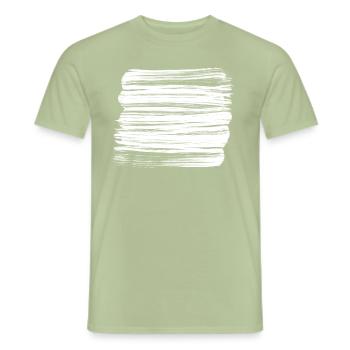 Coups de pinceau blanc fond décor - T-shirt homme - vert sauge - Devant - AI Model Male 178 light (178cm)